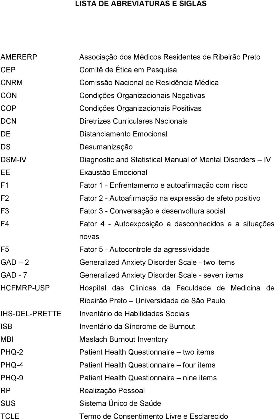 Nacionais Distanciamento Emocional Desumanização Diagnostic and Statistical Manual of Mental Disorders IV Exaustão Emocional Fator 1 - Enfrentamento e autoafirmação com risco Fator 2 - Autoafirmação