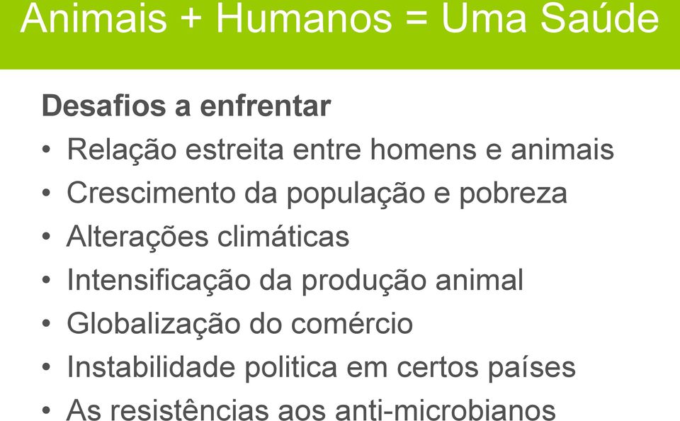 climáticas Intensificação da produção animal Globalização do comércio