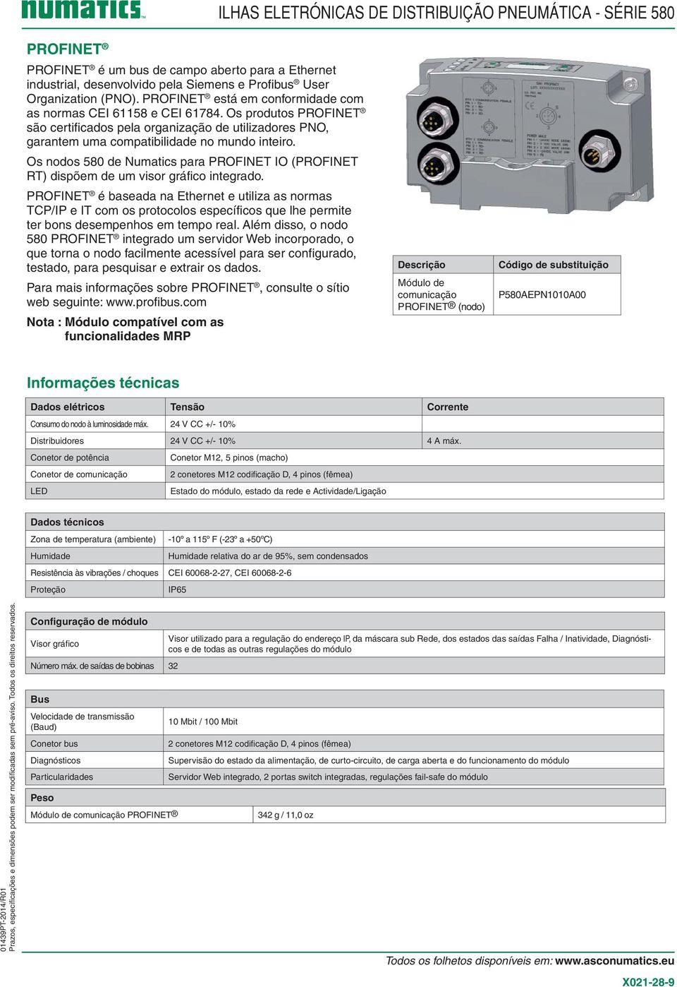 Os nodos 580 de Numatics para PROFINET IO (PROFINET RT) dispõem de um visor gráfico integrado.