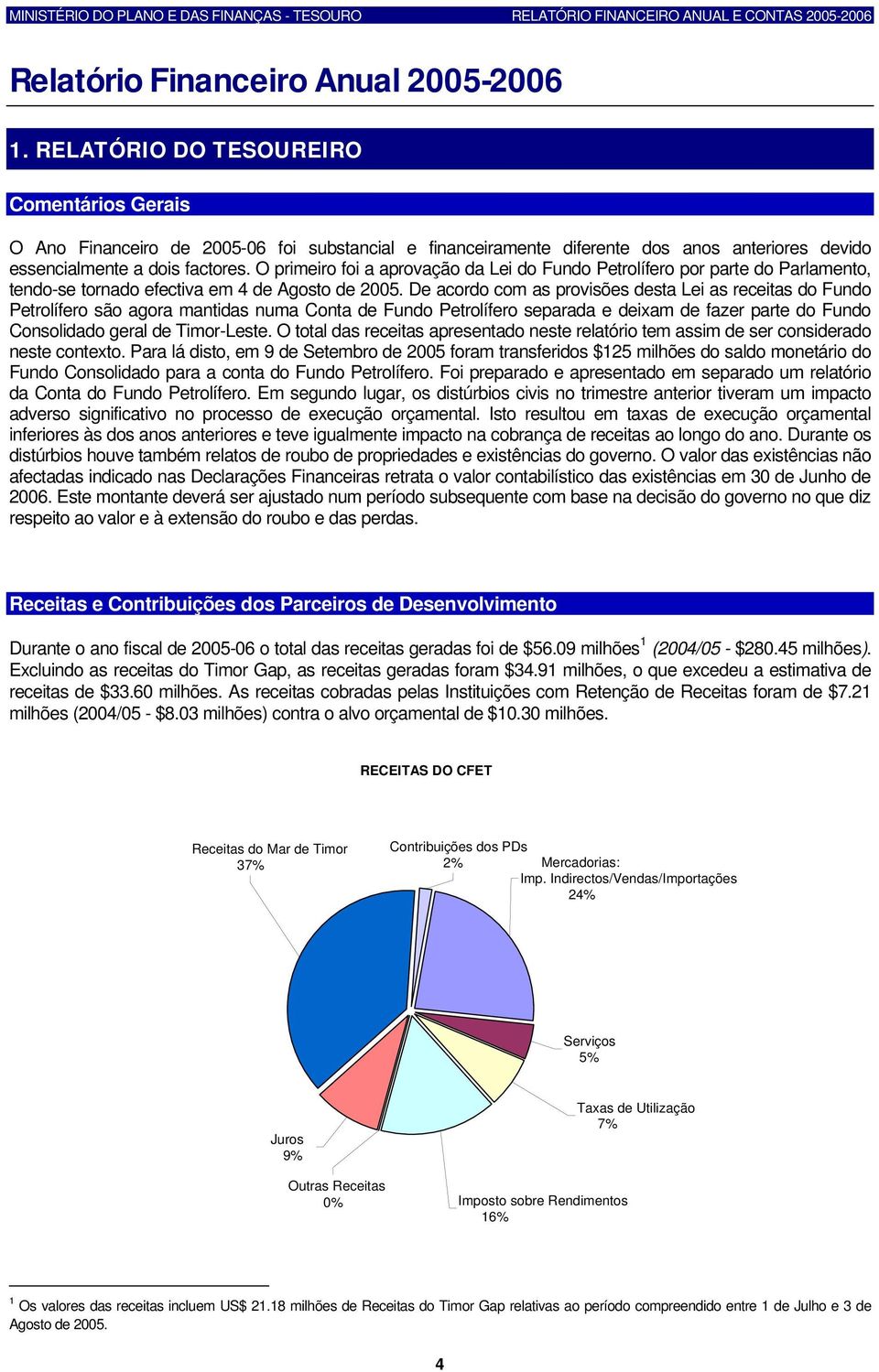 O primeiro foi a aprovação da Lei do Fundo Petrolífero por parte do Parlamento, tendo-se tornado efectiva em 4 Agosto 2005.