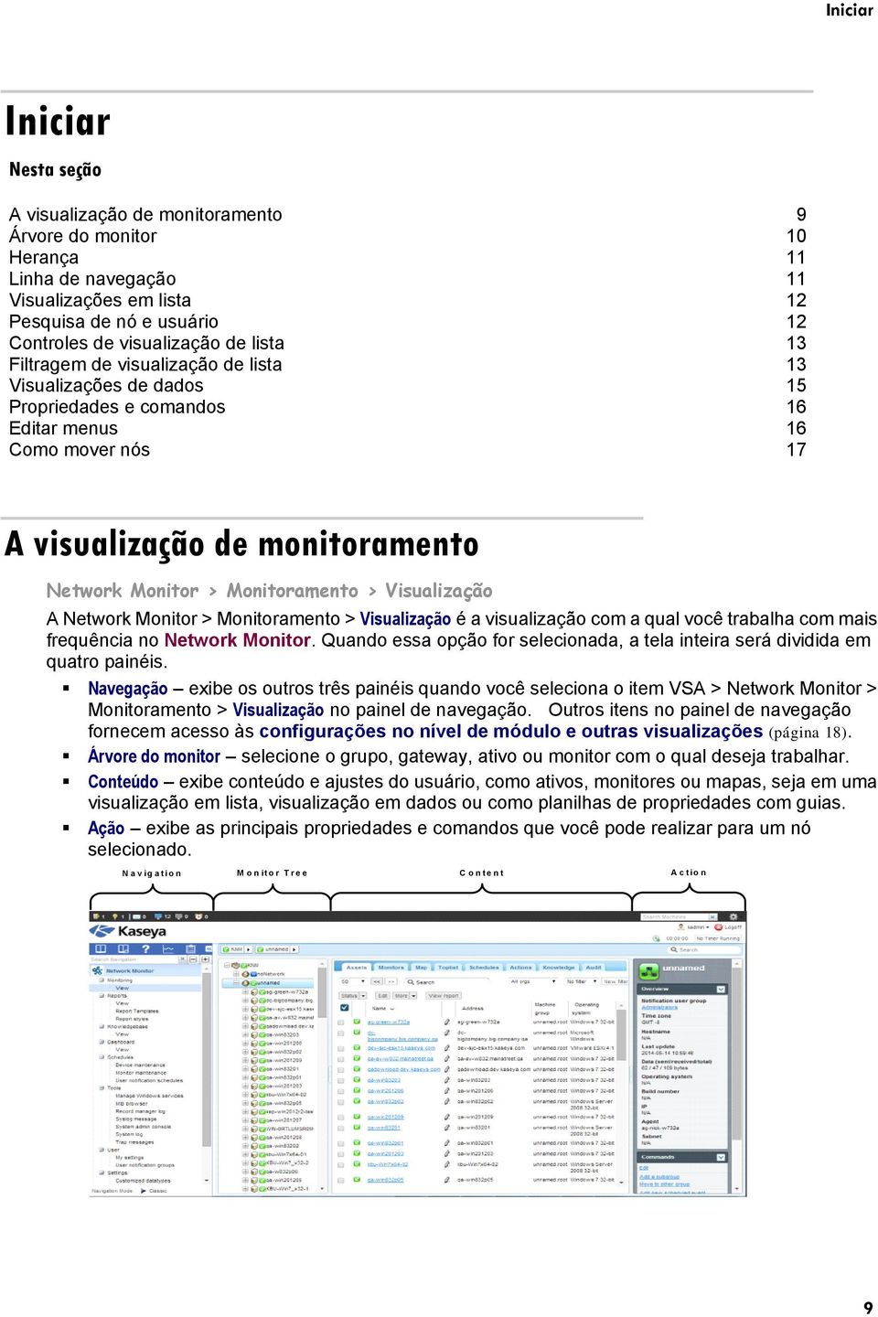 Visualização A Network Monitor > Monitoramento > Visualização é a visualização com a qual você trabalha com mais frequência no Network Monitor.