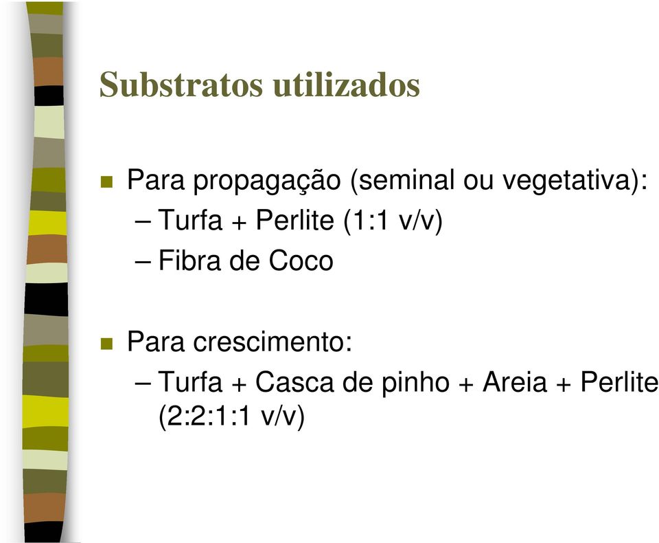 (1:1 v/v) Fibra de Coco Para crescimento: