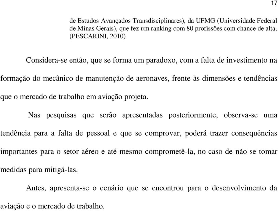 mercado de trabalho em aviação projeta.