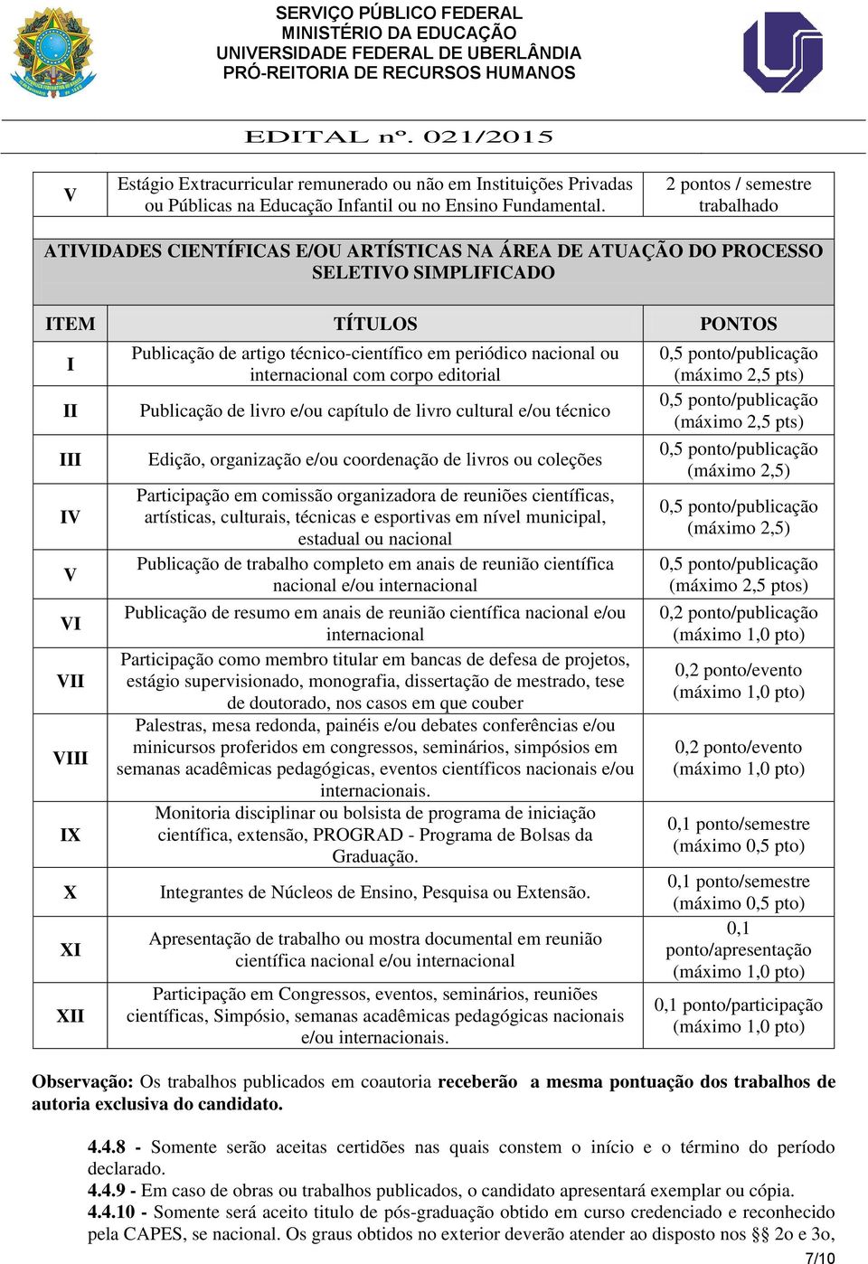 artigo técnico-científico em periódico nacional ou internacional com corpo editorial Publicação de livro e/ou capítulo de livro cultural e/ou técnico Edição, organização e/ou coordenação de livros ou