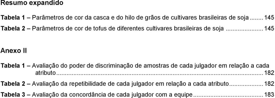 .. 145 Anexo II Tbel 1 Avlição do poder de discriminção de mostrs de cd julgdor em relção cd tributo.