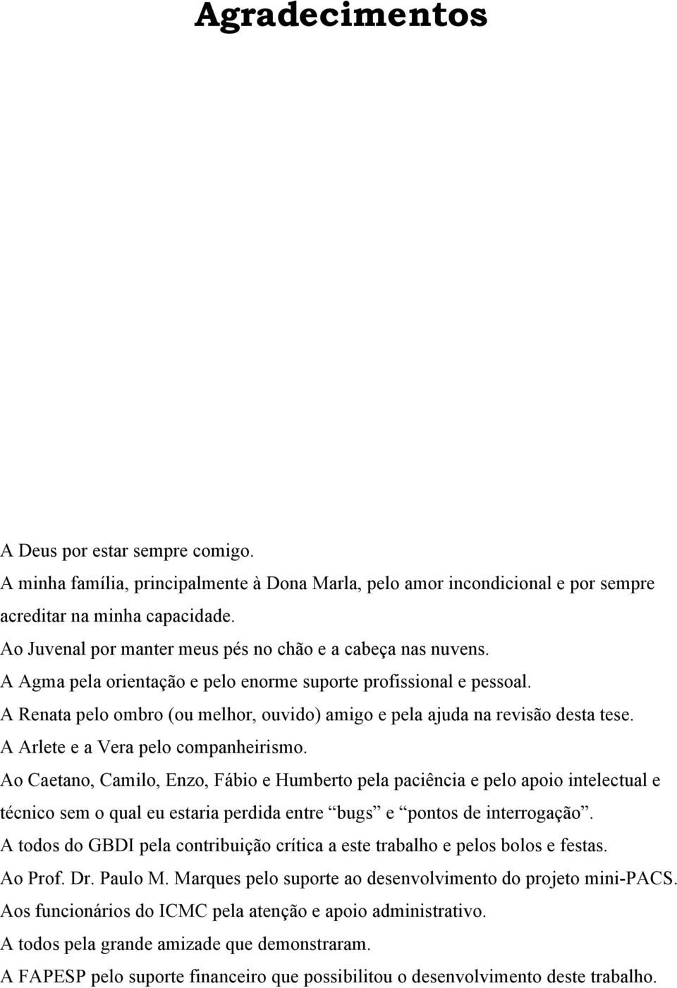 A Renata pelo ombro (ou melhor, ouvido) amigo e pela ajuda na revisão desta tese. A Arlete e a Vera pelo companheirismo.