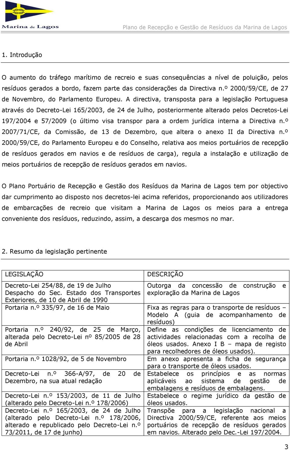 A directiva, transposta para a legislação Portuguesa através do Decreto-Lei 165/2003, de 24 de Julho, posteriormente alterado pelos Decretos-Lei 197/2004 e 57/2009 (o último visa transpor para a