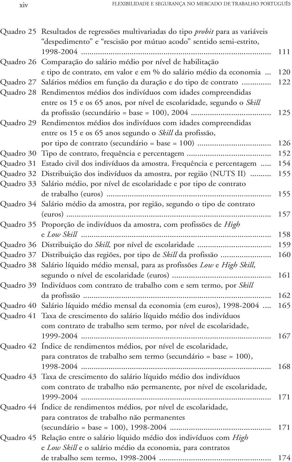 .. 120 Quadro 27 Salários médios em função da duração e do tipo de contrato.