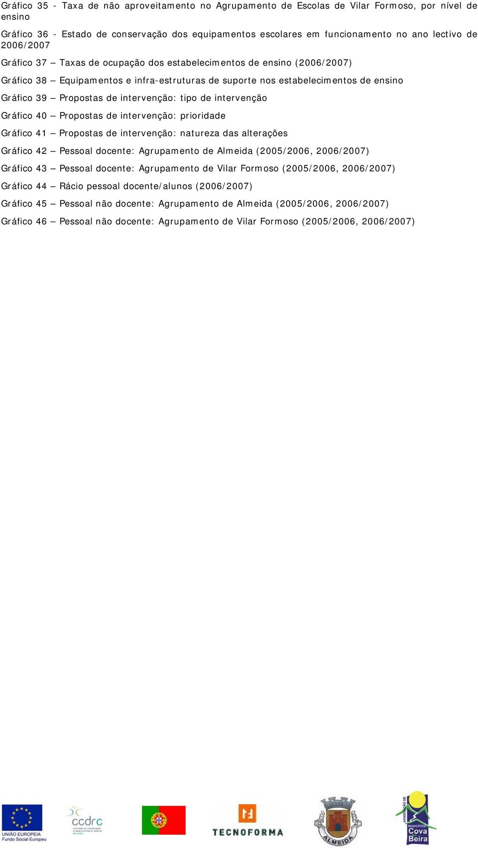 intervenção: tipo de intervenção Gráfico 40 Propostas de intervenção: prioridade Gráfico 41 Propostas de intervenção: natureza das alterações Gráfico 42 Pessoal docente: Agrupamento de Almeida