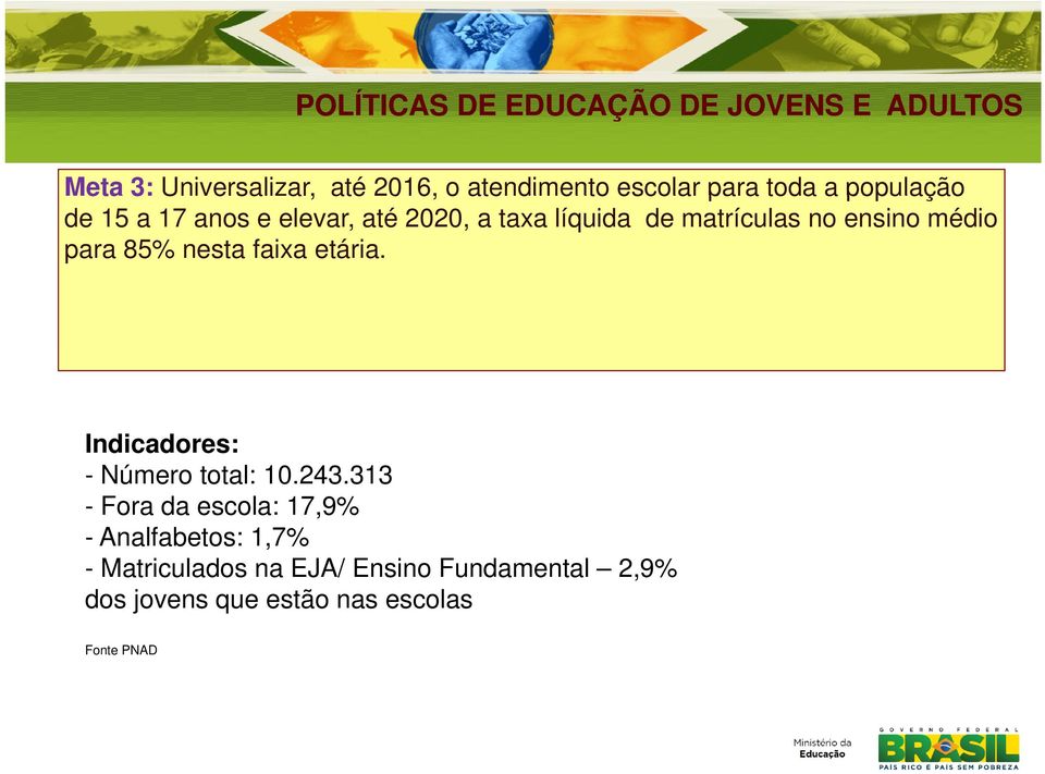 etária. Indicadores: - Número total: 10.243.