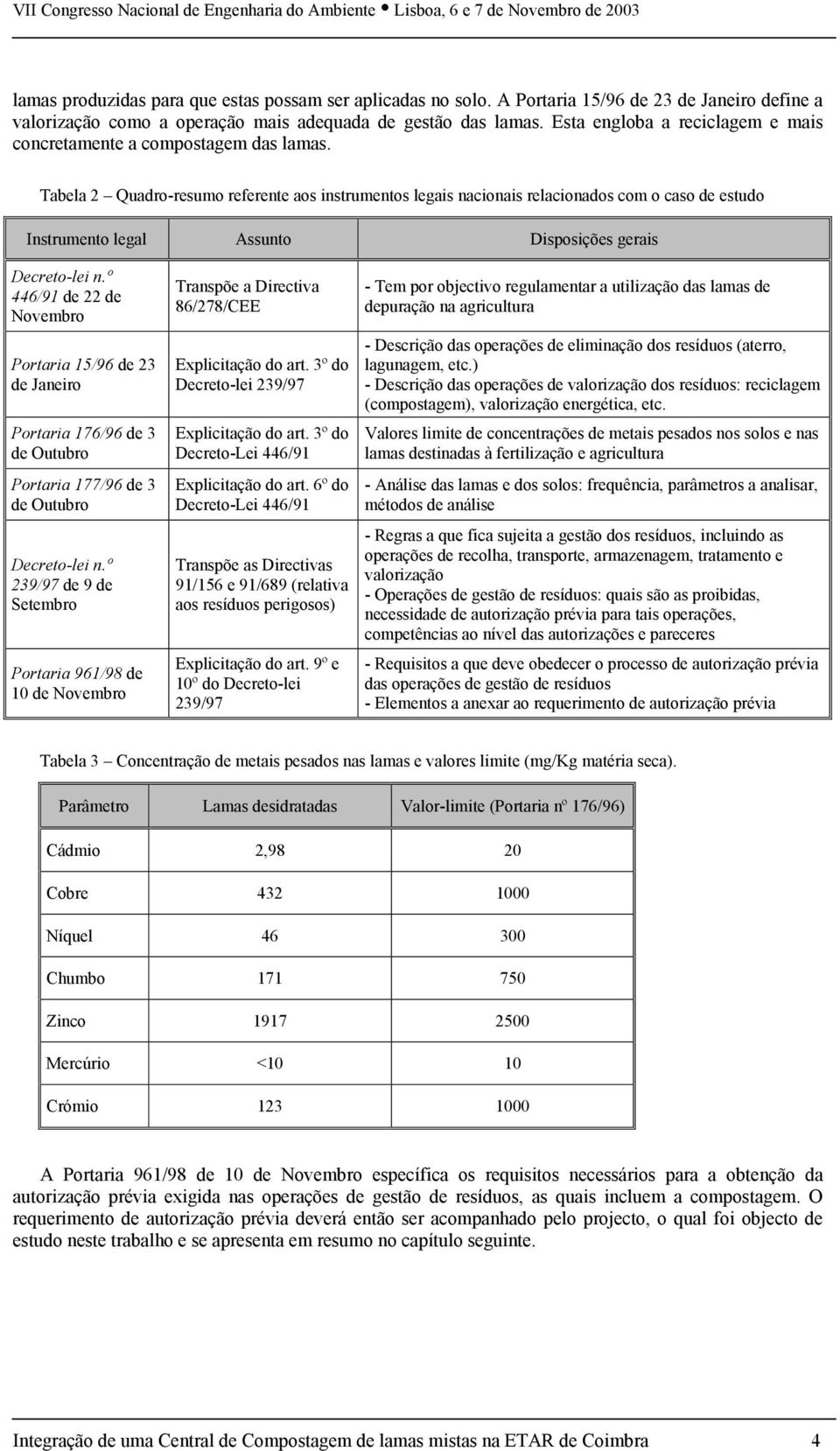 Tabela 2 Quadro-resumo referente aos instrumentos legais nacionais relacionados com o caso de estudo Instrumento legal Assunto Disposições gerais Decreto-lei n.