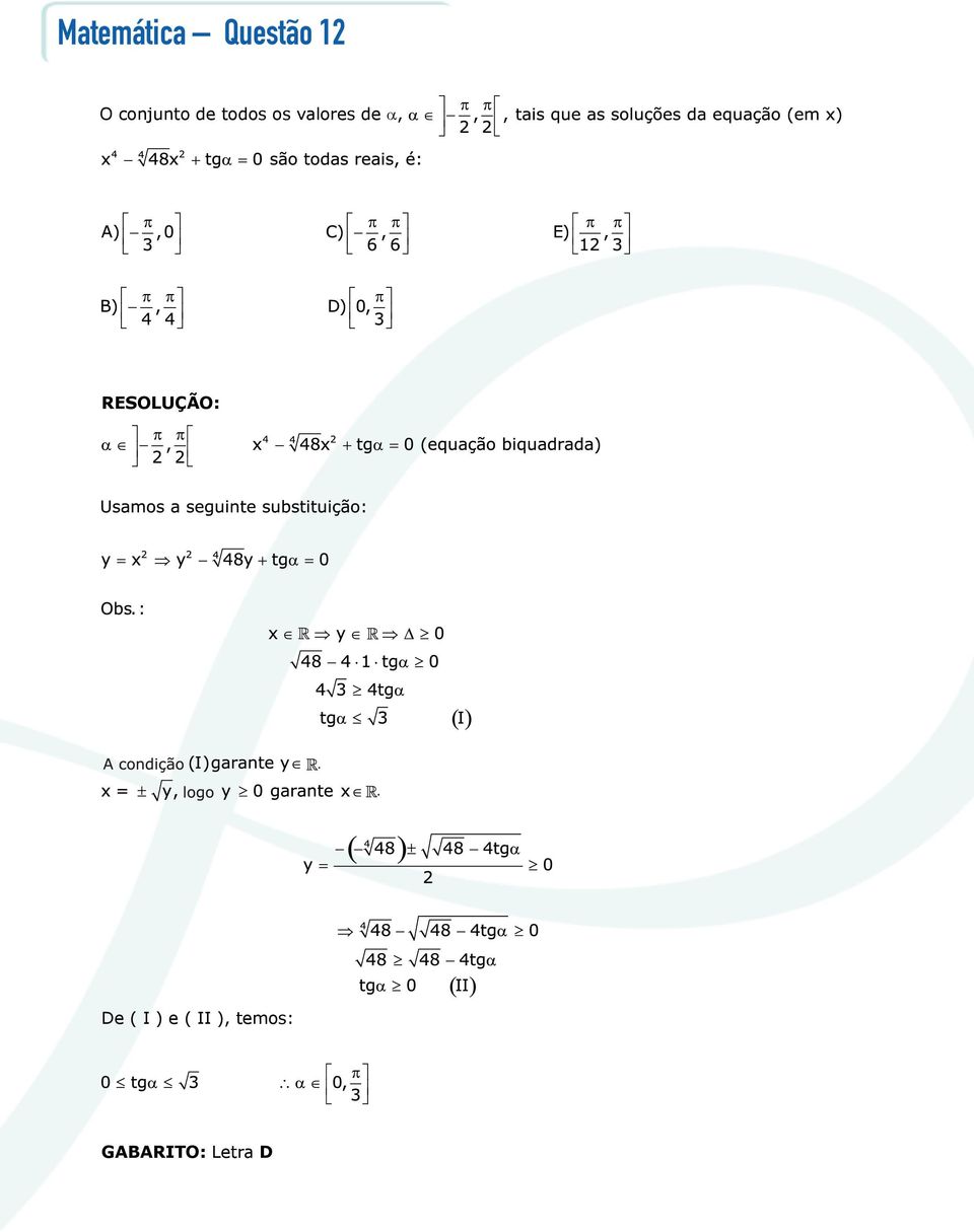 valores de α, De ( I ) e