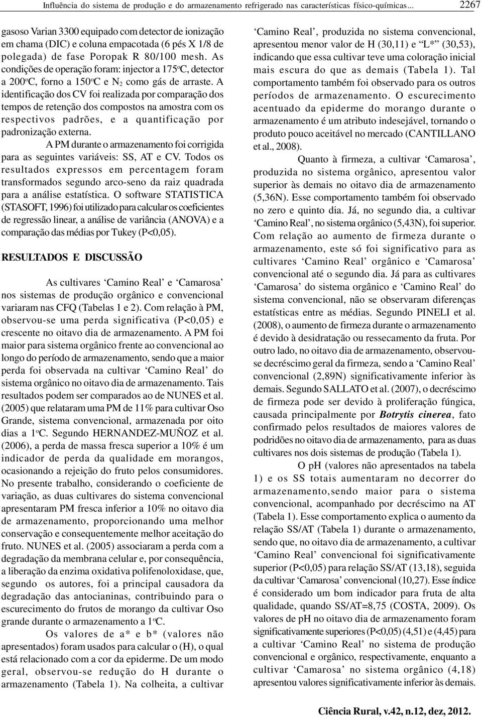 As condições de operação foram: injector a 175 o C, detector a 200 o C, forno a 150 o C e N 2 como gás de arraste.