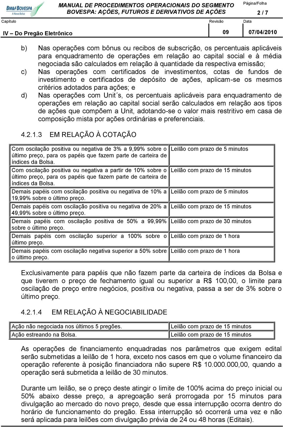 ações; e d) Nas operações com Unit s, os percentuais aplicáveis para enquadramento de operações em relação ao capital social serão calculados em relação aos tipos de ações que compõem a Unit,