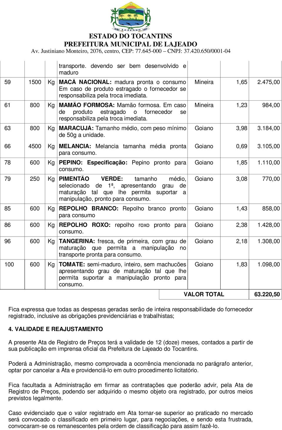 Mineira 1,65 2.475,00 Mineira 1,23 984,00 Goiano 3,98 3.