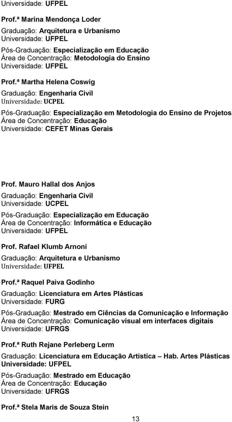 Mauro Hallal dos Anjos Graduação: Engenharia Civil Pós-Graduação: Especialização em Educação Área de Concentração: Informática e Educação Prof.