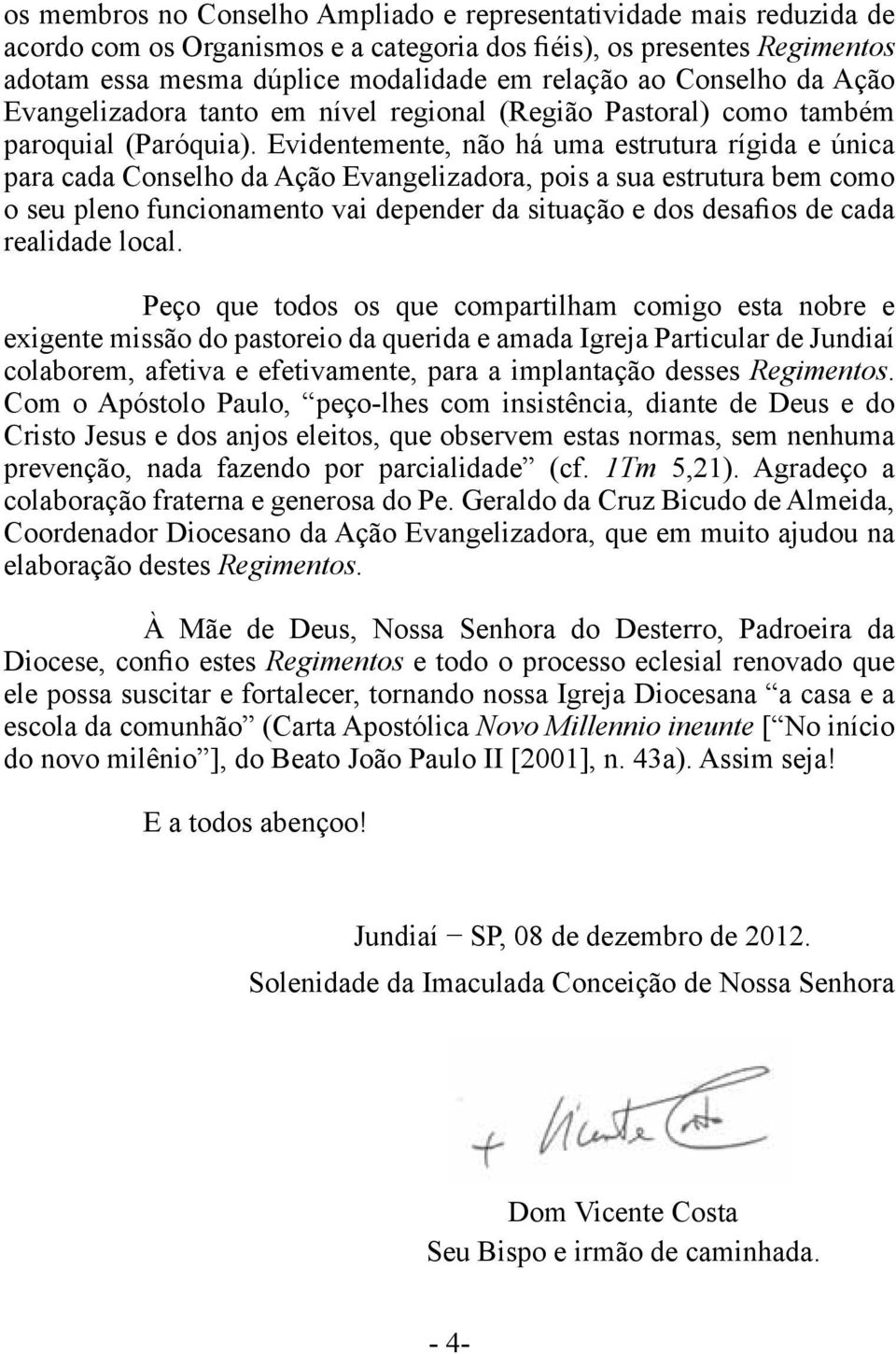 Evidentemente, não há uma estrutura rígida e única para cada Conselho da Ação Evangelizadora, pois a sua estrutura bem como o seu pleno funcionamento vai depender da situação e dos desafios de cada