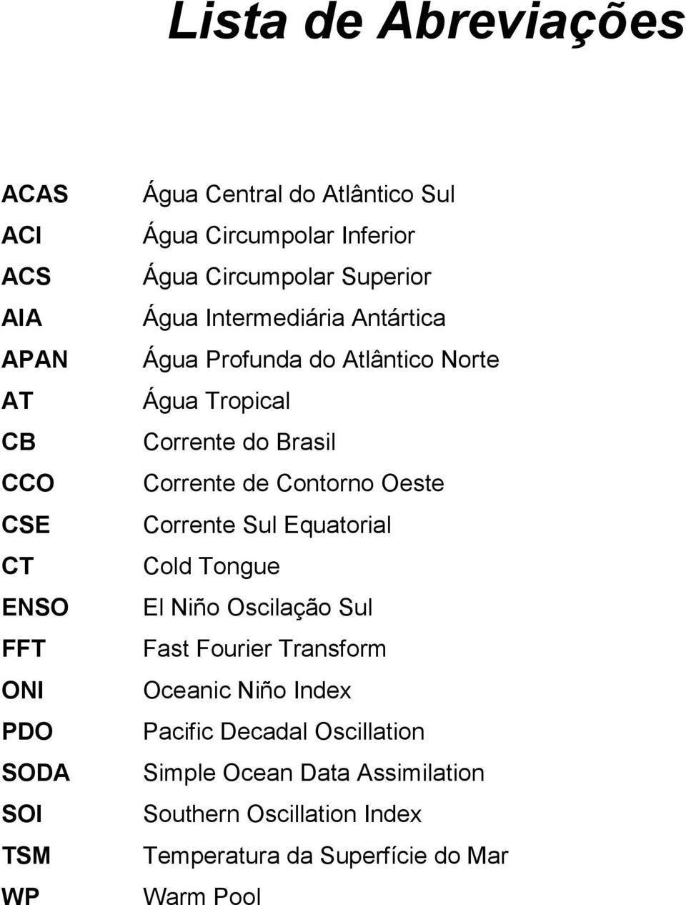 do Brasil Corrente de Contorno Oeste Corrente Sul Equatorial Cold Tongue El Niño Oscilação Sul Fast Fourier Transform Oceanic Niño