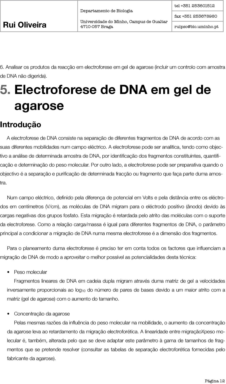 A electroforese pode ser analítica, tendo como objectivo a análise de determinada amostra de DNA, por identificação dos fragmentos constituintes, quantificação e determinação do peso molecular.