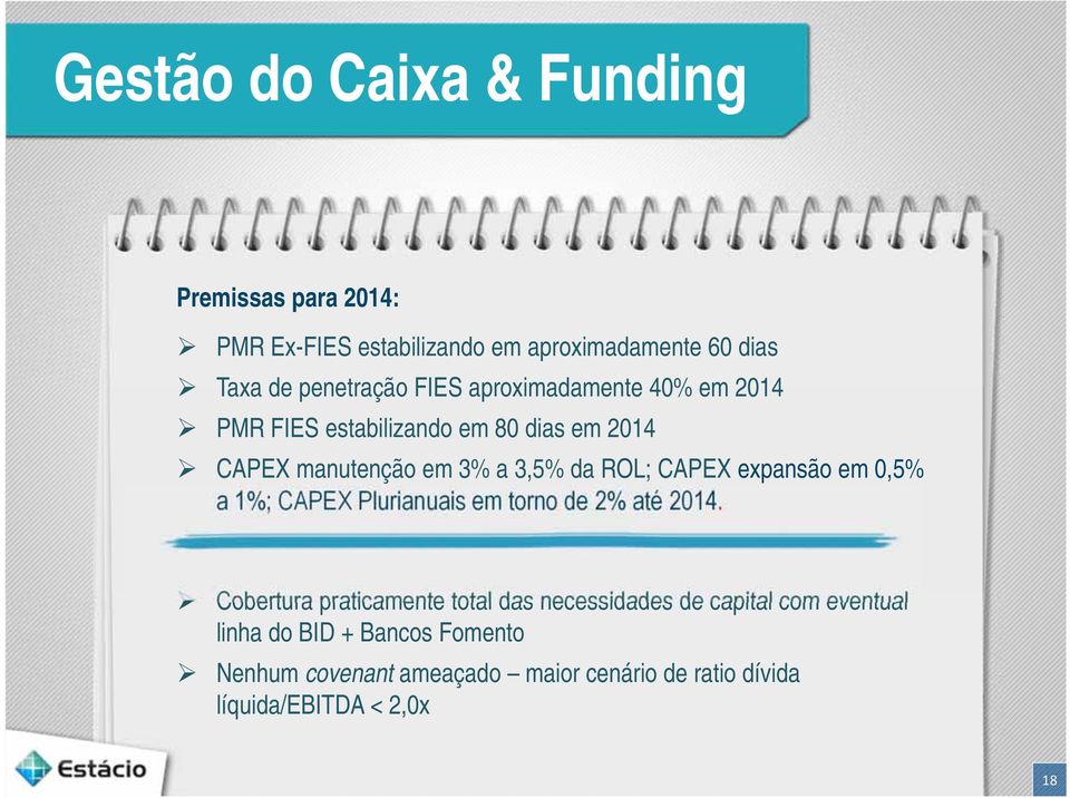 expansão em 0,5% a 1%; CAPEX Plurianuais em torno de 2% até 2014.