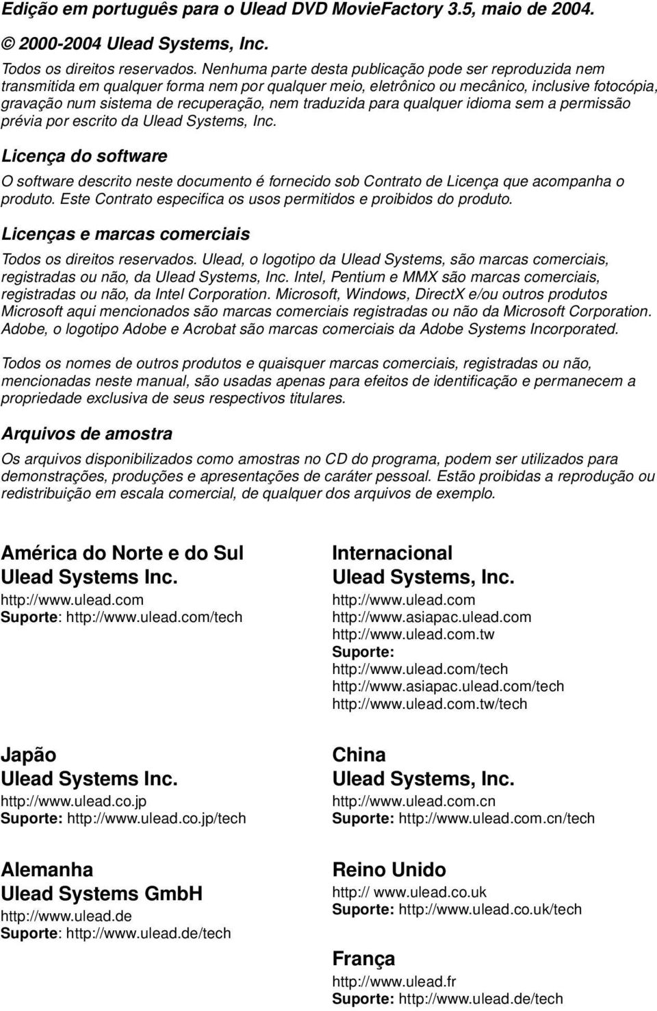 traduzida para qualquer idioma sem a permissão prévia por escrito da Ulead Systems, Inc.