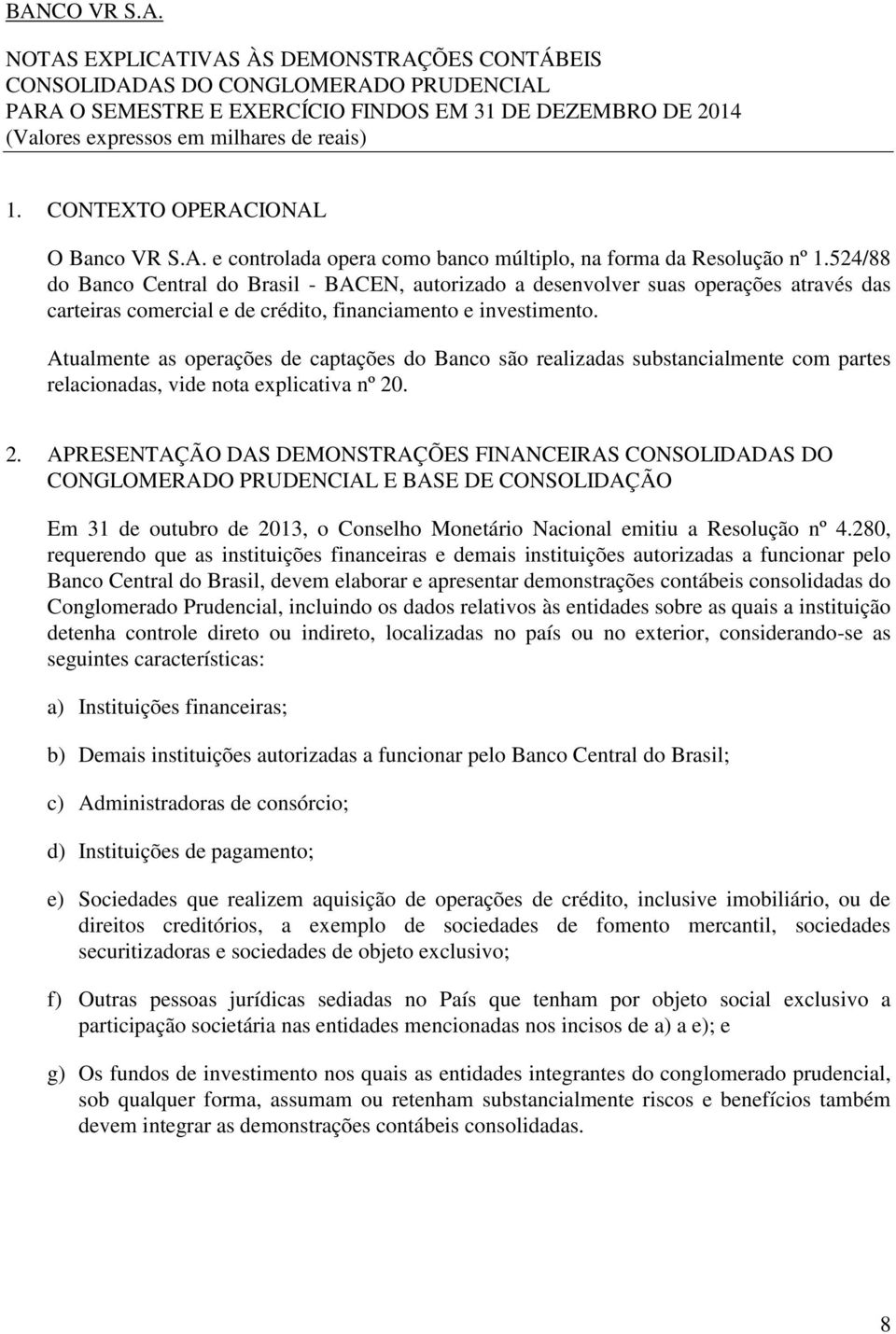524/88 do Banco Central do Brasil - BACEN, autorizado a desenvolver suas operações através das carteiras comercial e de crédito, financiamento e investimento.