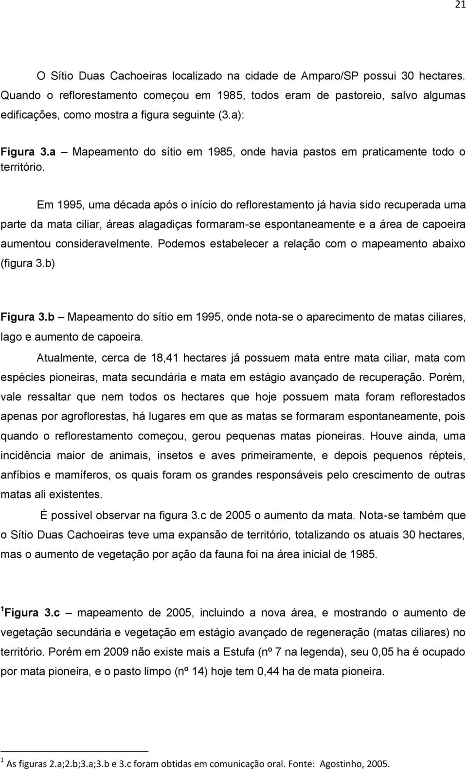 a Mapeamento do sítio em 1985, onde havia pastos em praticamente todo o território.