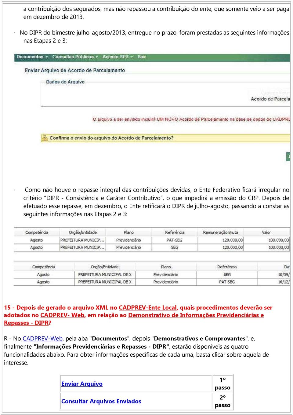 ficará irregular no critério DIPR - Consistência e Caráter Contributivo, o que impedirá a emissão do CRP.