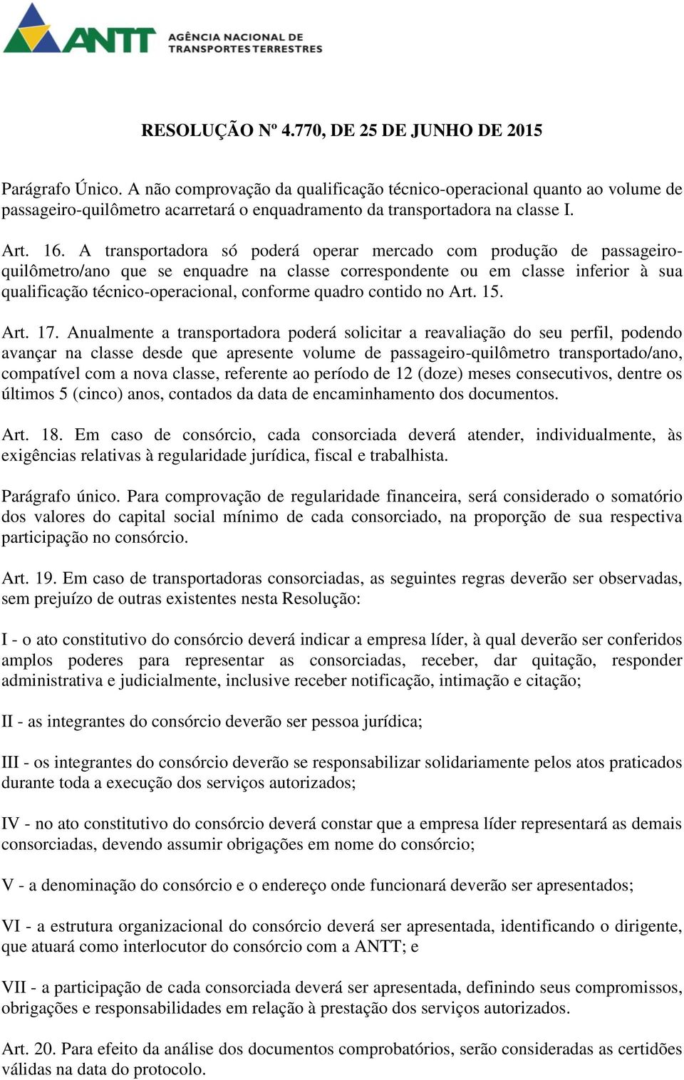 quadro contido no Art. 15. Art. 17.