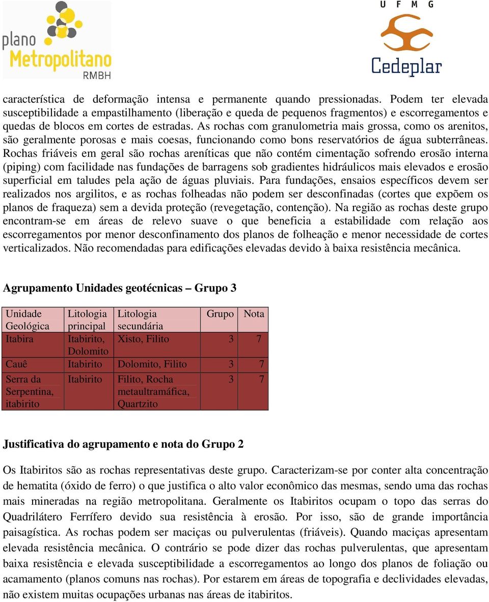 As rochas com granulometria mais grossa, como os arenitos, são geralmente porosas e mais coesas, funcionando como bons reservatórios de água subterrâneas.