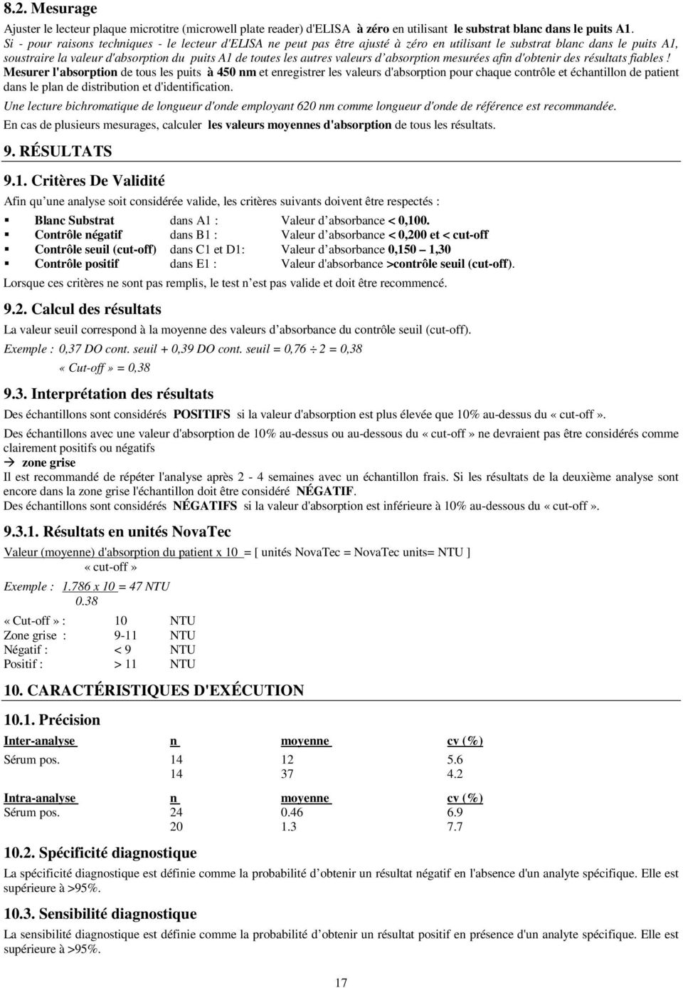 valeurs d absorption mesurées afin d'obtenir des résultats fiables!