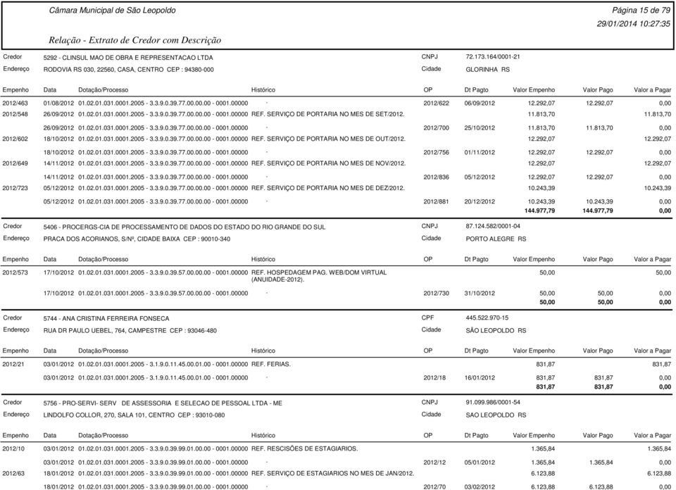 SET/2012 11813,70 11813,70 26/09/2012 01020103100012005-33903977000000 - 000100000 2012/700 25/10/2012 11813,70 11813,70 0,00 2012/602 18/10/2012 01020103100012005-33903977000000 - 000100000 REF