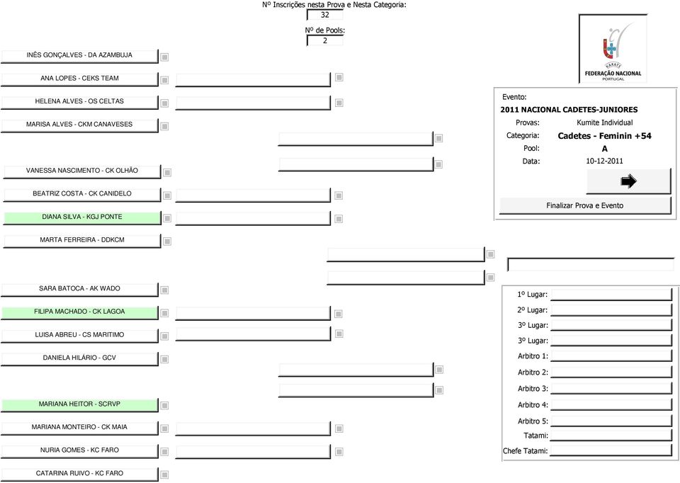 - KGJ PONTE MRT FERREIR - DDKCM SR BTOC - K WDO FILIP MCHDO - CK LGO LUIS BREU - CS MRITIMO