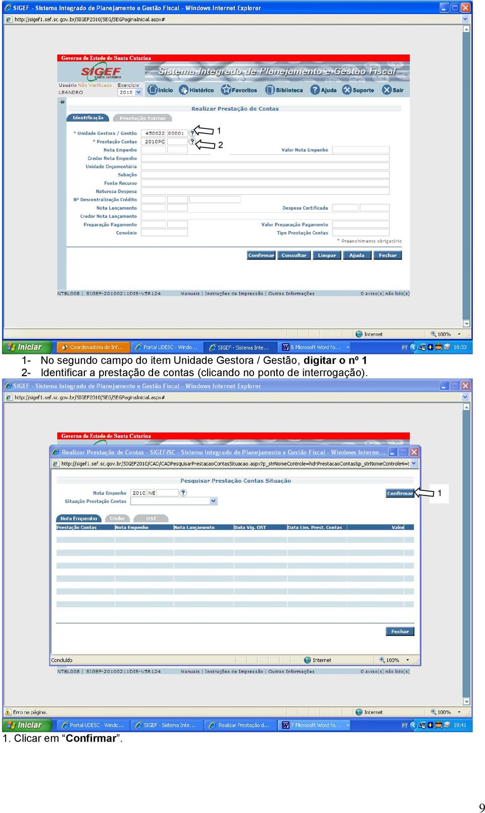 Identificar a prestação de contas