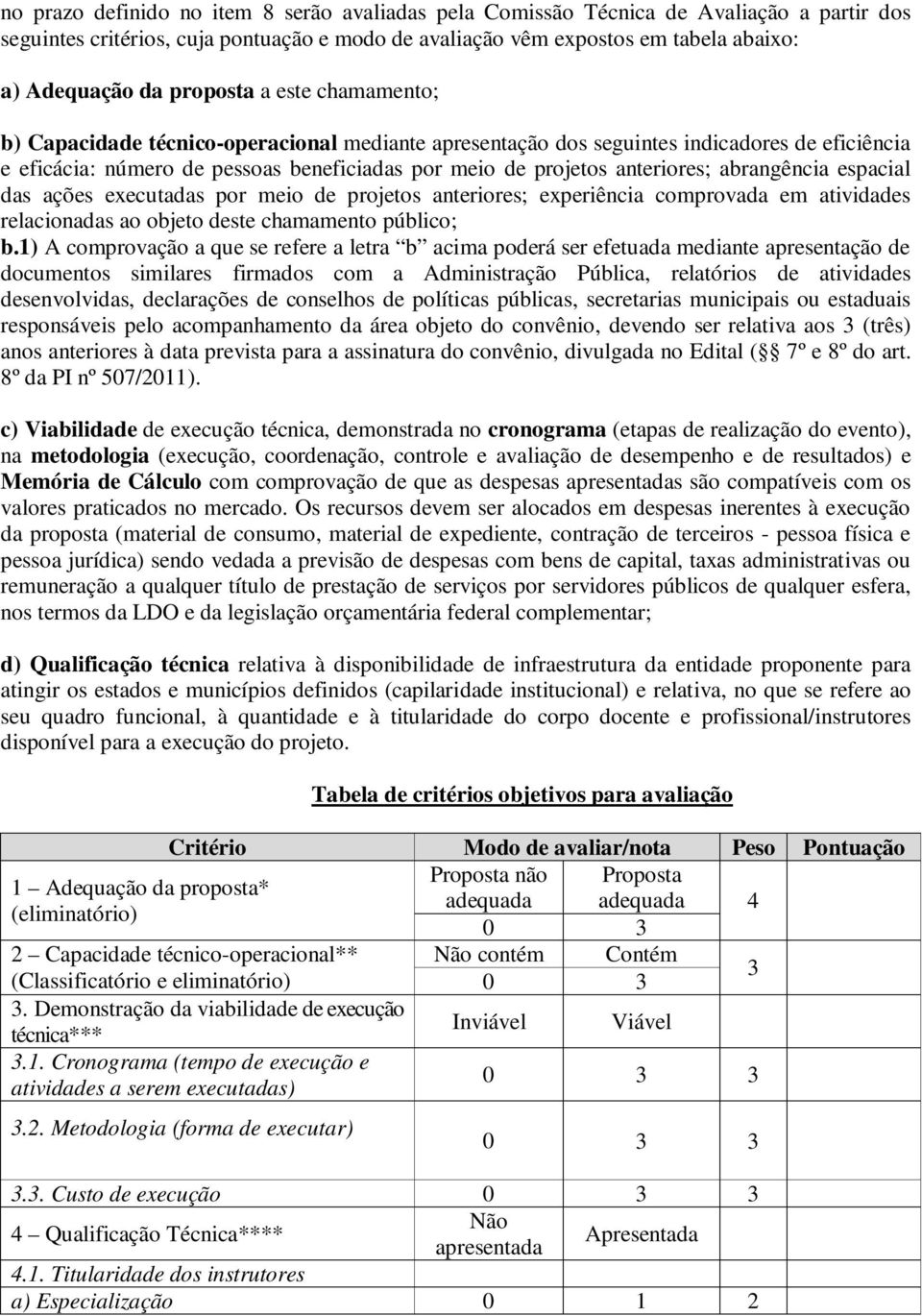 abrangência espacial das ações executadas por meio de projetos anteriores; experiência comprovada em atividades relacionadas ao objeto deste chamamento público; b.