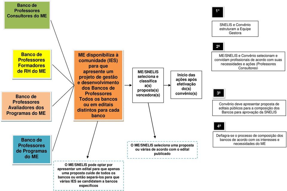 Convênio selecionam e convidam profissionais de acordo com suas necessidades e ações ( Consultores) 3º Convênio deve apresentar proposta de editais públicos para a composição dos Bancos para