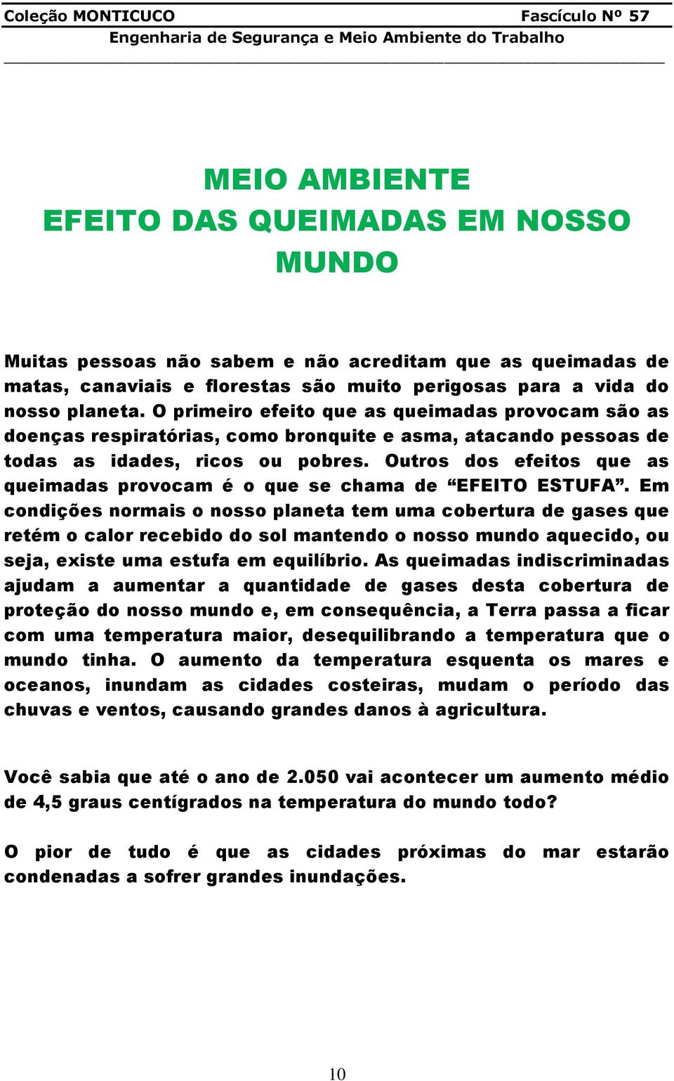 Outros dos efeitos que as queimadas provocam é o que se chama de EFEITO ESTUFA.