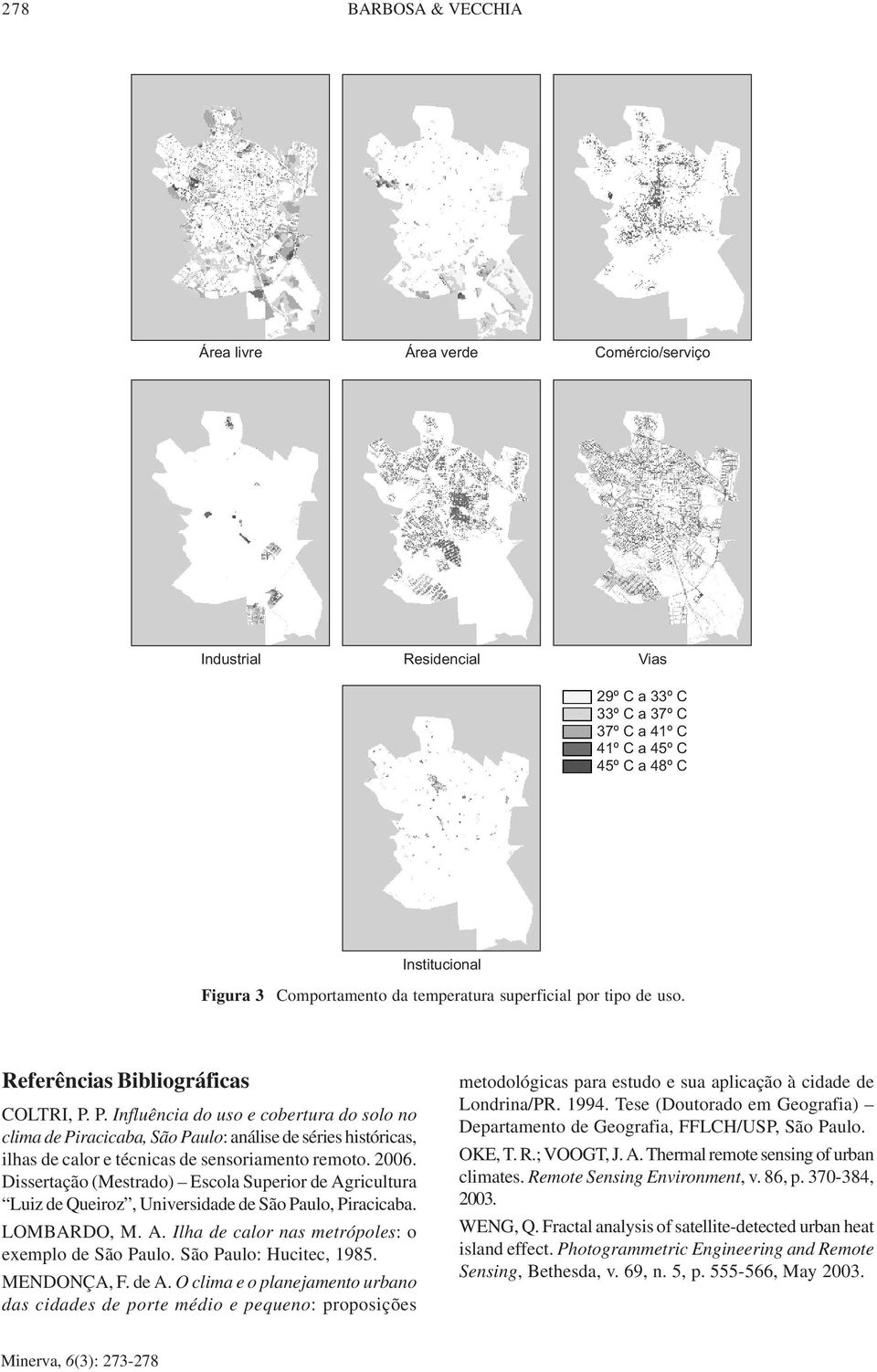 P. Influência do uso e cobertura do solo no clima de Piracicaba, São Paulo: análise de séries históricas, ilhas de calor e técnicas de sensoriamento remoto. 2006.
