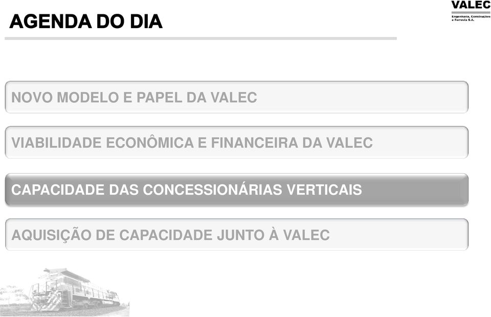 VALEC CAPACIDADE DAS CONCESSIONÁRIAS