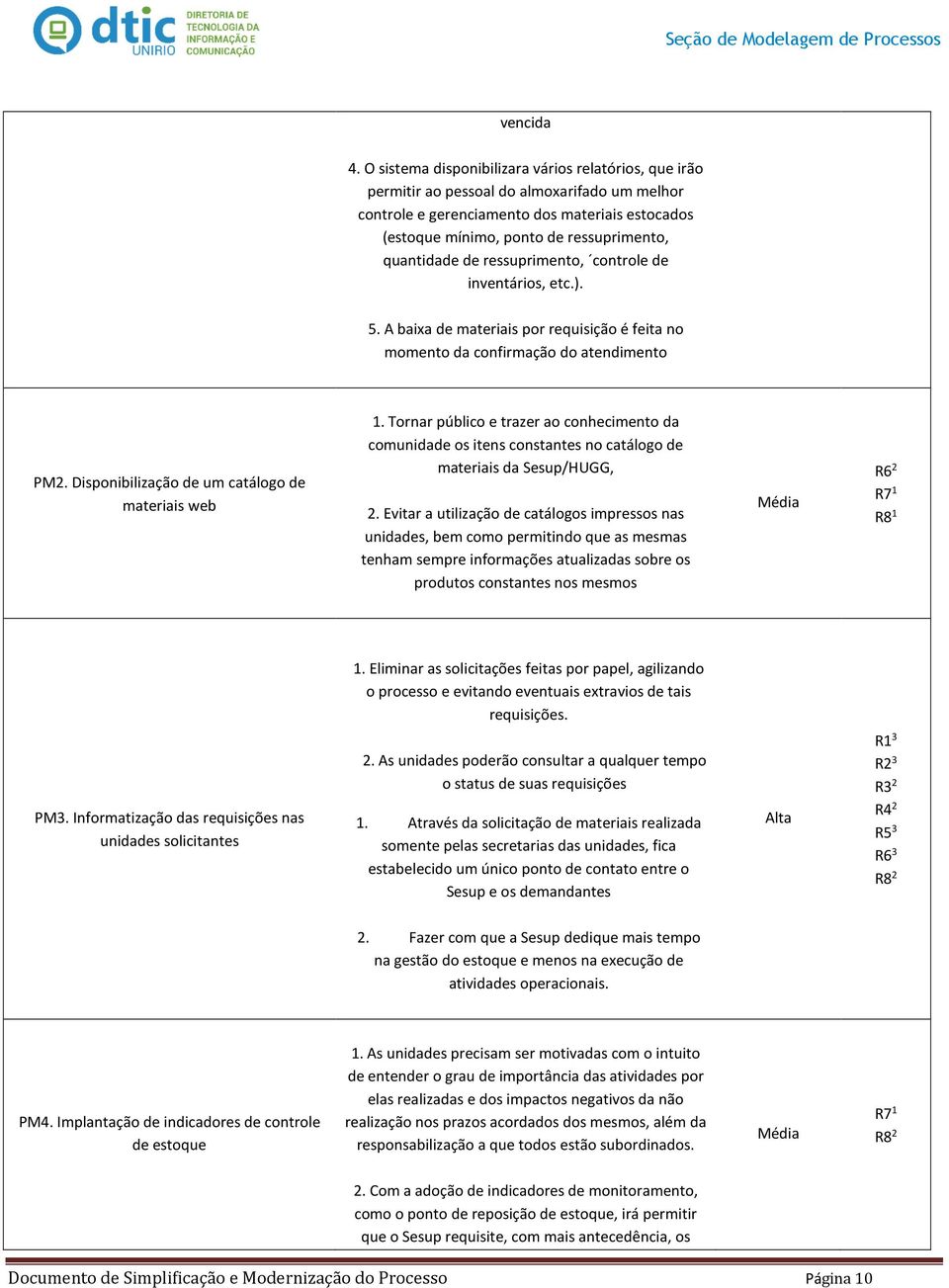 quantidade de ressuprimento, controle de inventários, etc.). 5. A baixa de materiais por requisição é feita no momento da confirmação do atendimento PM2.