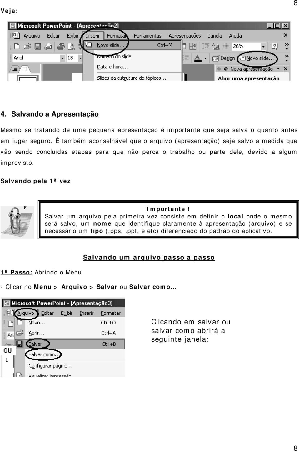 Salvando pela 1ª vez Importante!