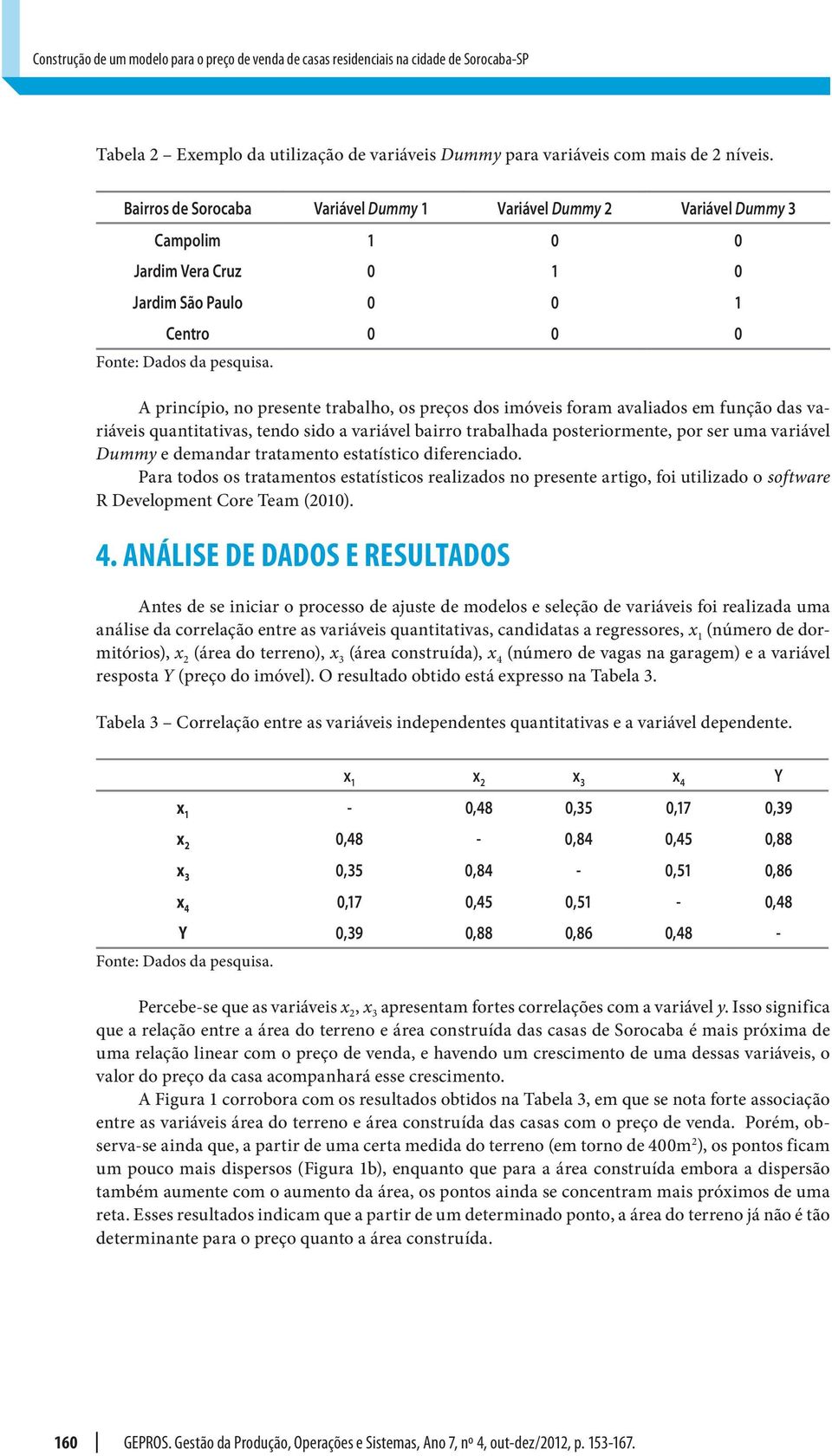 A pricípio, o presete trabalho, os preços dos imóveis foram avaliados em fução das variáveis quatitativas, tedo sido a variável bairro trabalhada posteriormete, por ser uma variável Dummy e demadar