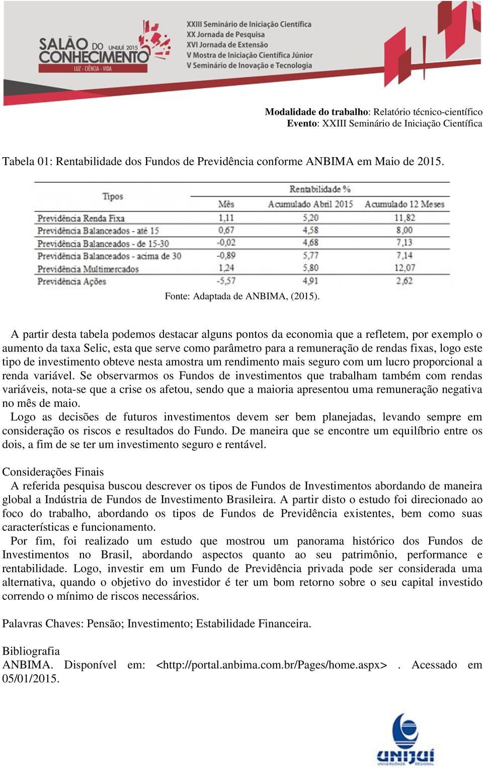 de investimento obteve nesta amostra um rendimento mais seguro com um lucro proporcional a renda variável.