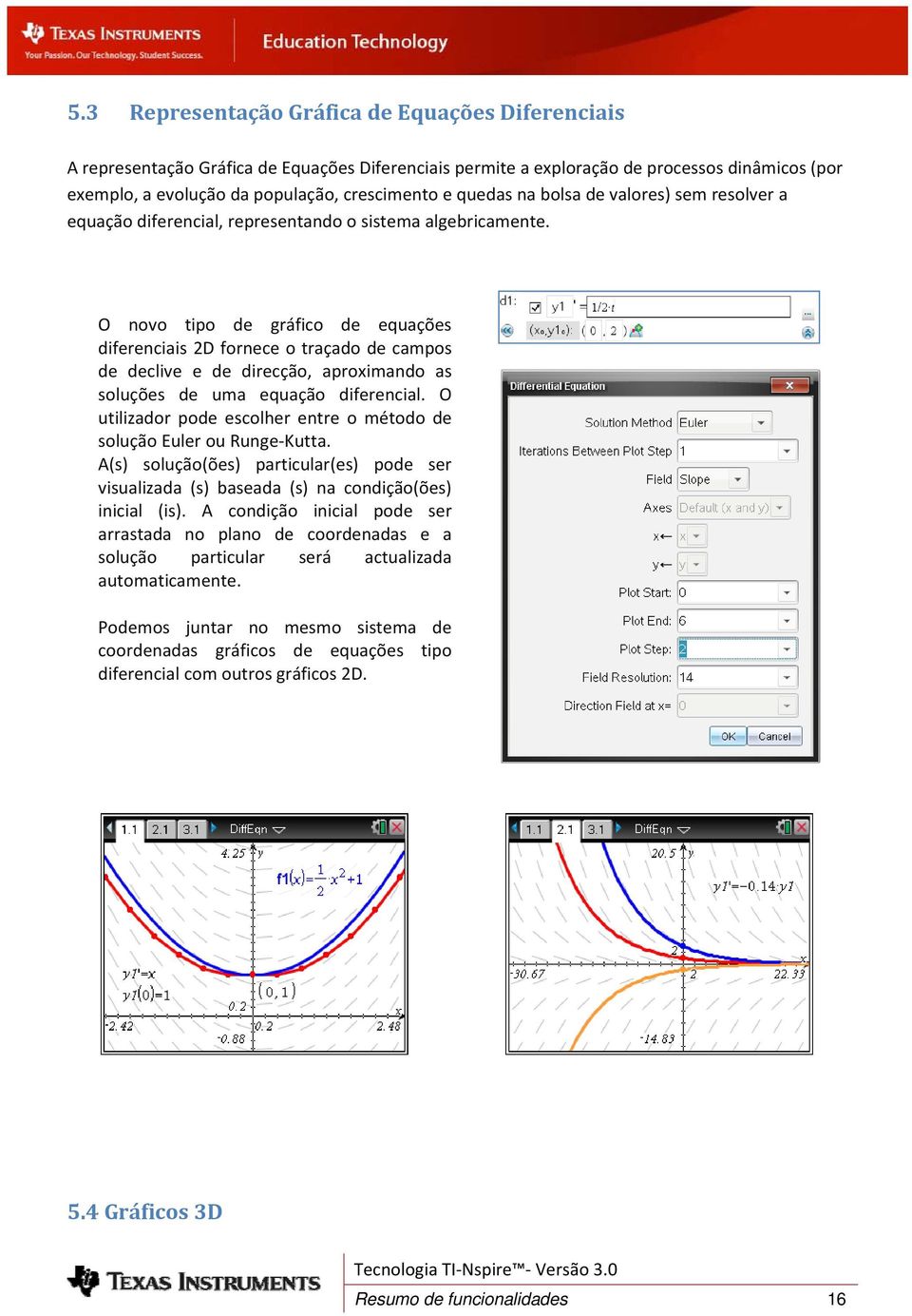 O novo tipo de gráfico de equações diferenciais 2D fornece o traçado de campos de declive e de direcção, aproximando as soluções de uma equação diferencial.