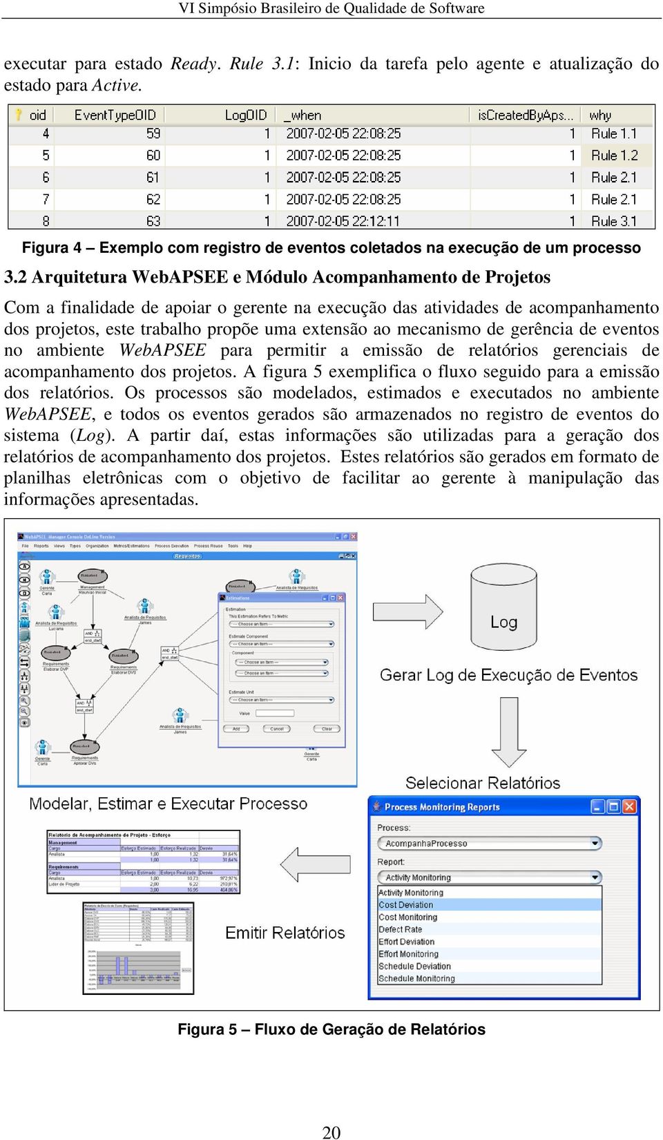 mecanismo de gerência de eventos no ambiente WebAPSEE para permitir a emissão de relatórios gerenciais de acompanhamento dos projetos.