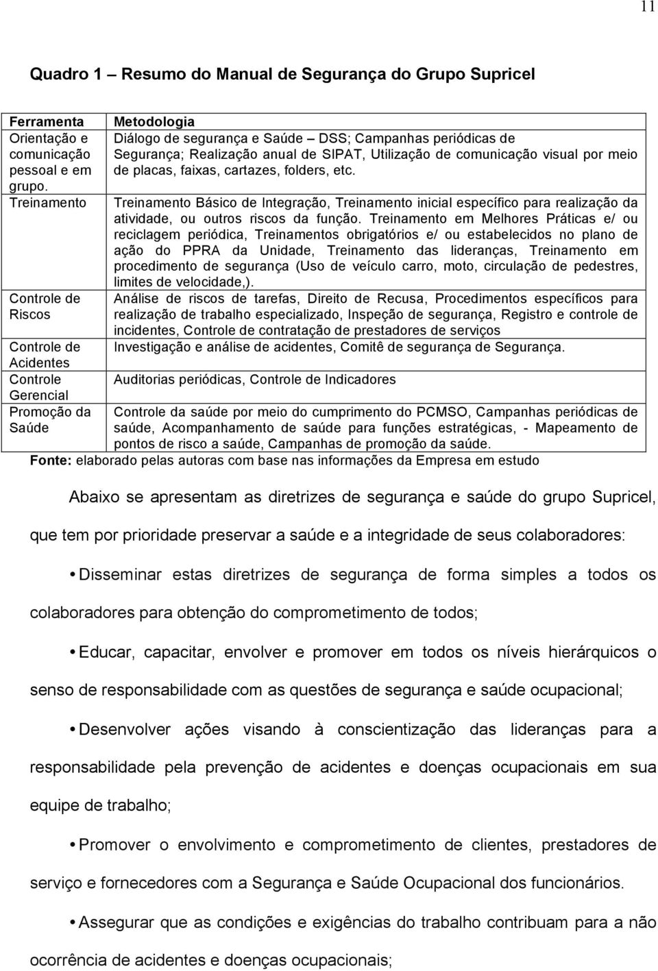 saúde e a integridade de seus colaboradores: Disseminar estas diretrizes de segurança de forma simples a todos os colaboradores para obtenção do comprometimento de todos; Educar, capacitar, envolver