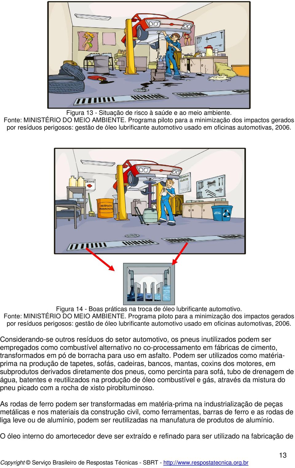 Figura 14 - Boas práticas na troca de óleo lubrificante automotivo. Fonte: MINISTÉRIO DO MEIO AMBIENTE.