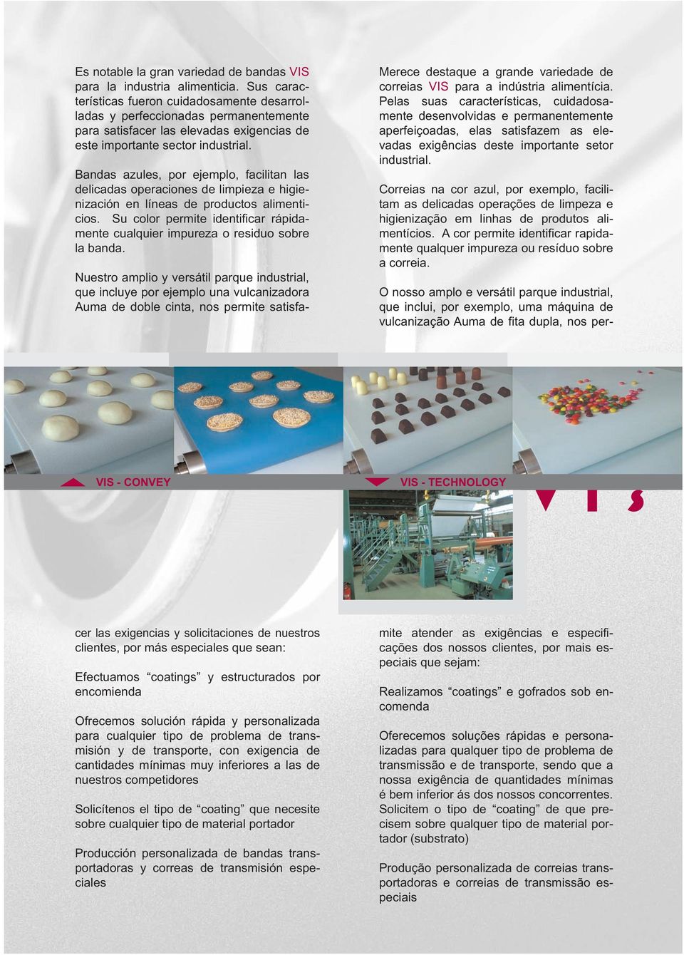 Bandas azules, por ejemplo, facilitan las delicadas operaciones de limpieza e higienización en líneas de productos alimenticios.