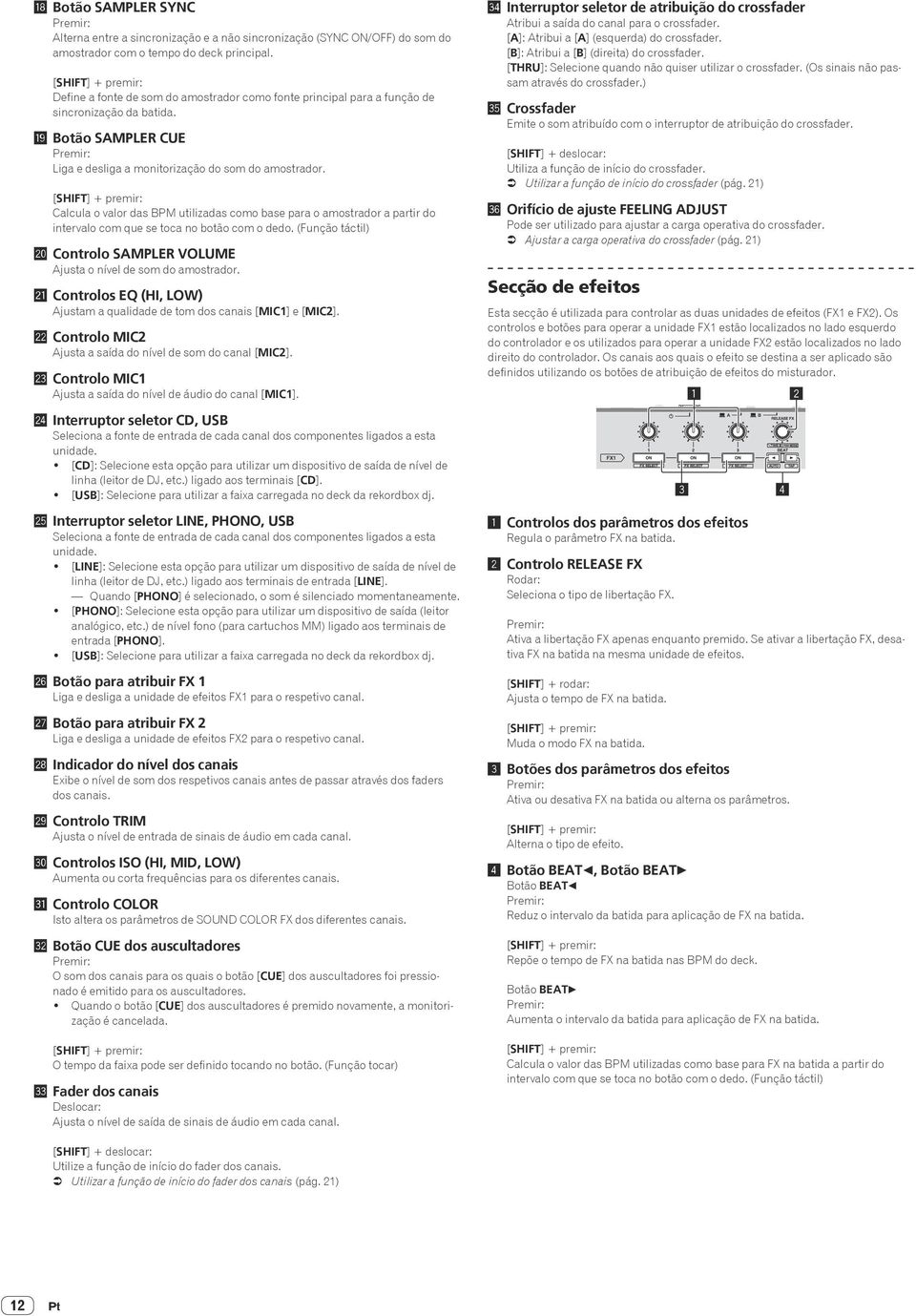 Calcula o valor das BPM utilizadas como base para o amostrador a partir do intervalo com que se toca no botão com o dedo. (Função táctil) k Controlo SAMPLER VOLUME Ajusta o nível de som do amostrador.