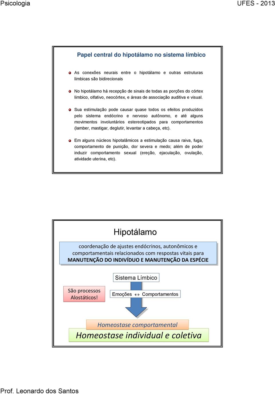 Sua estimulação pode causar quase todos os efeitos produzidos pelo sistema endócrino e nervoso autônomo, e até alguns movimentos involuntários estereotipados para comportamentos (lamber, mastigar,